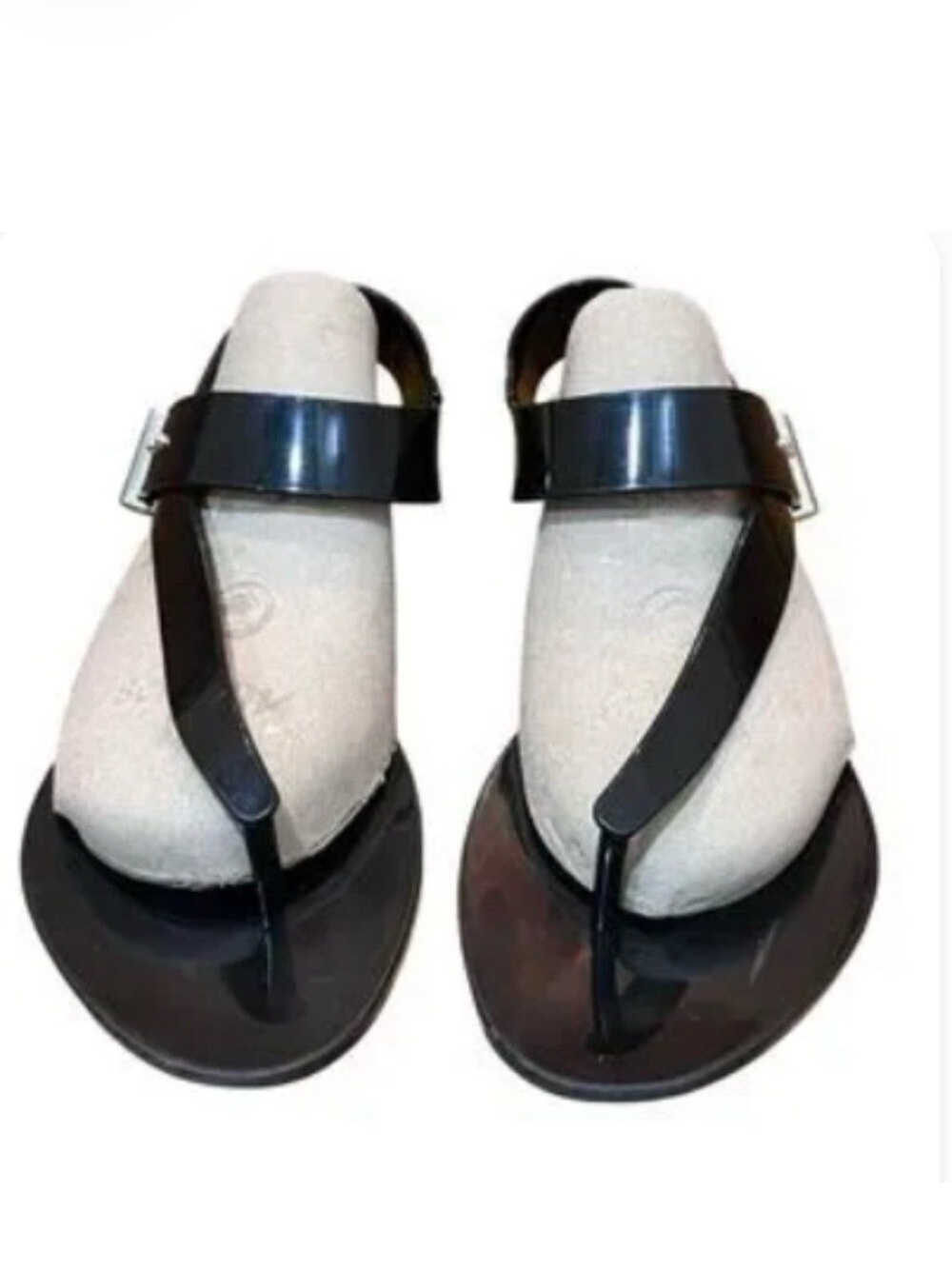 Melissa Jason Wu Black Flip Flips Sandals Rubber Jelly Charlotte Asymmetrical